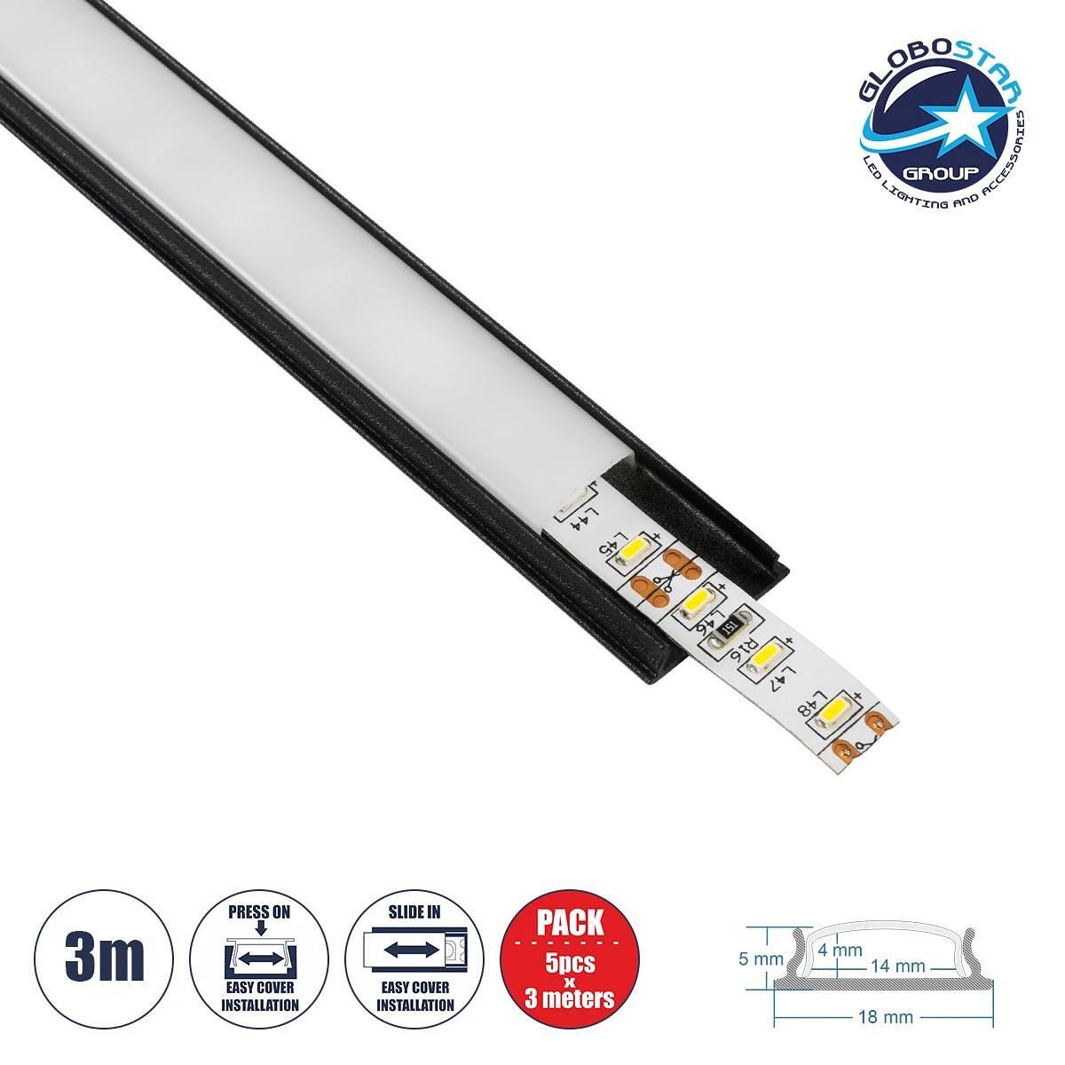 GloboStar® CURVED-PROFILE 70804-3M Алуминиев профил - Основа и радиатор за LED лента с бяло матово покритие - За повърхностен монтаж - Гъвкав с възмо