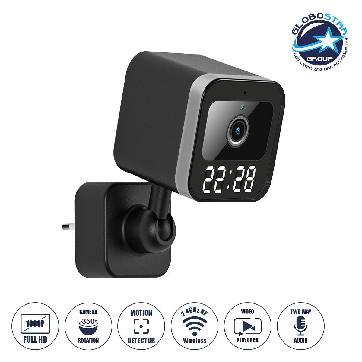 GloboStar® 86082 Стенна WiFi HD 1080P камера в контакт с 350° двойна посока на говор и детектор за движение - Дистанционно управление IP20 - Черен -