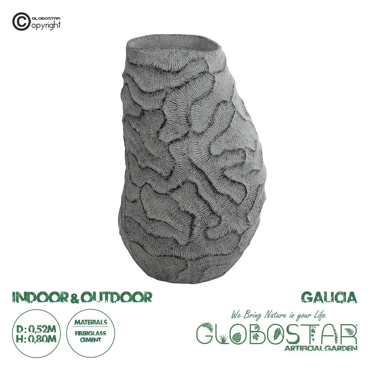 GloboStar® Изкуствена Градина GALICIA 20763 Подов Полиестерен Циментов Саксия Кашпа - Flower Pot Сив Φ52 x В80cm