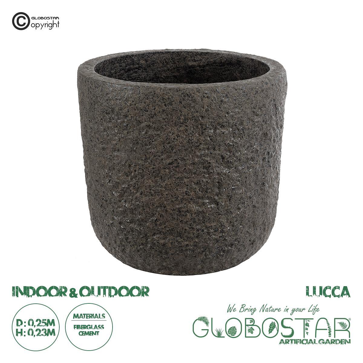 GloboStar® Изкуствена Градина LUCCA 20755 Подова Полиестерна Циментова Кашпа Саксия - Flower Pot Кафява Φ25 x В23cm