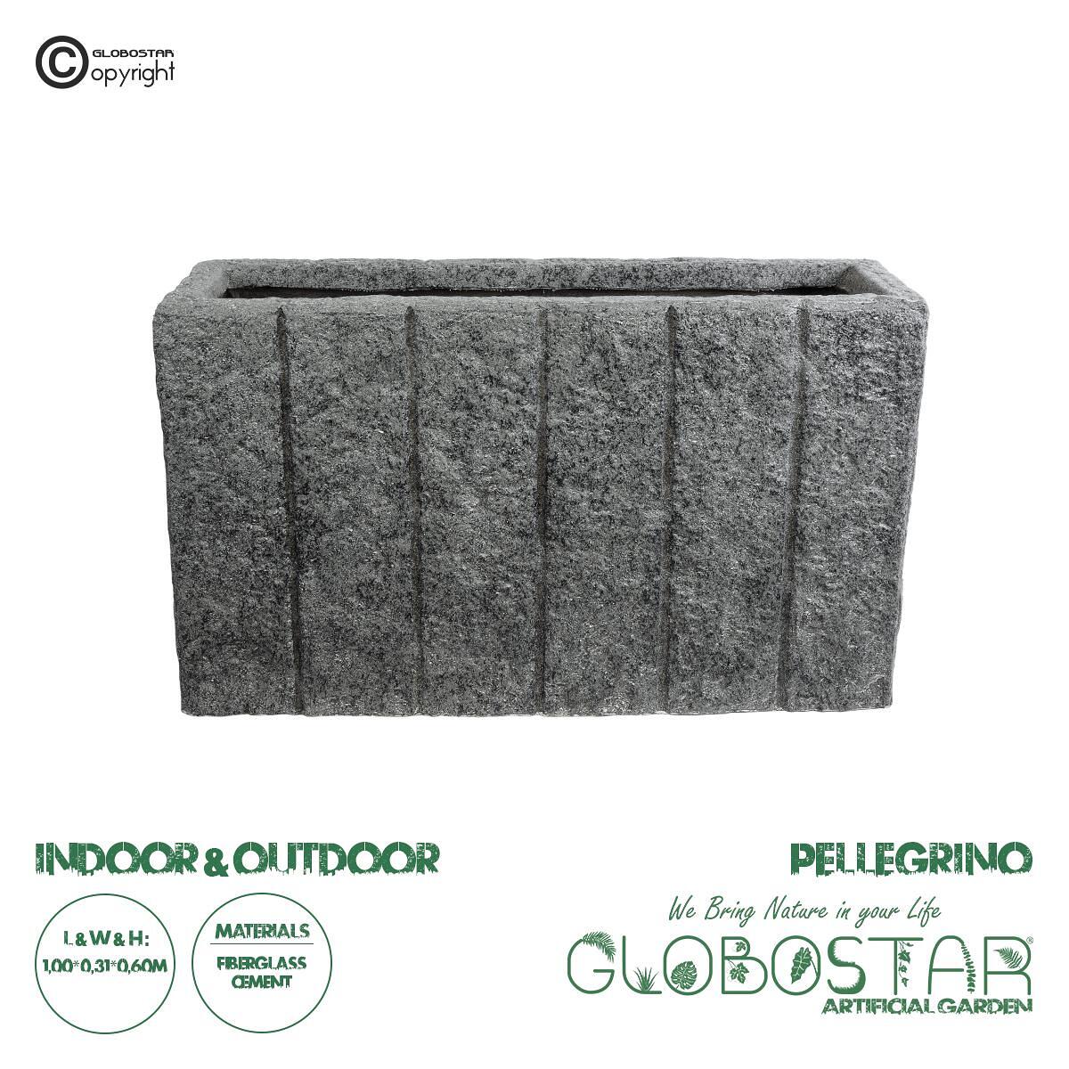 GloboStar® Изкуствена Градина PELLEGRINO 20765 Подова Полиестерна Циментова Кашпа Саксия - Flower Pot Сива М100 x Ш31 x В60cm