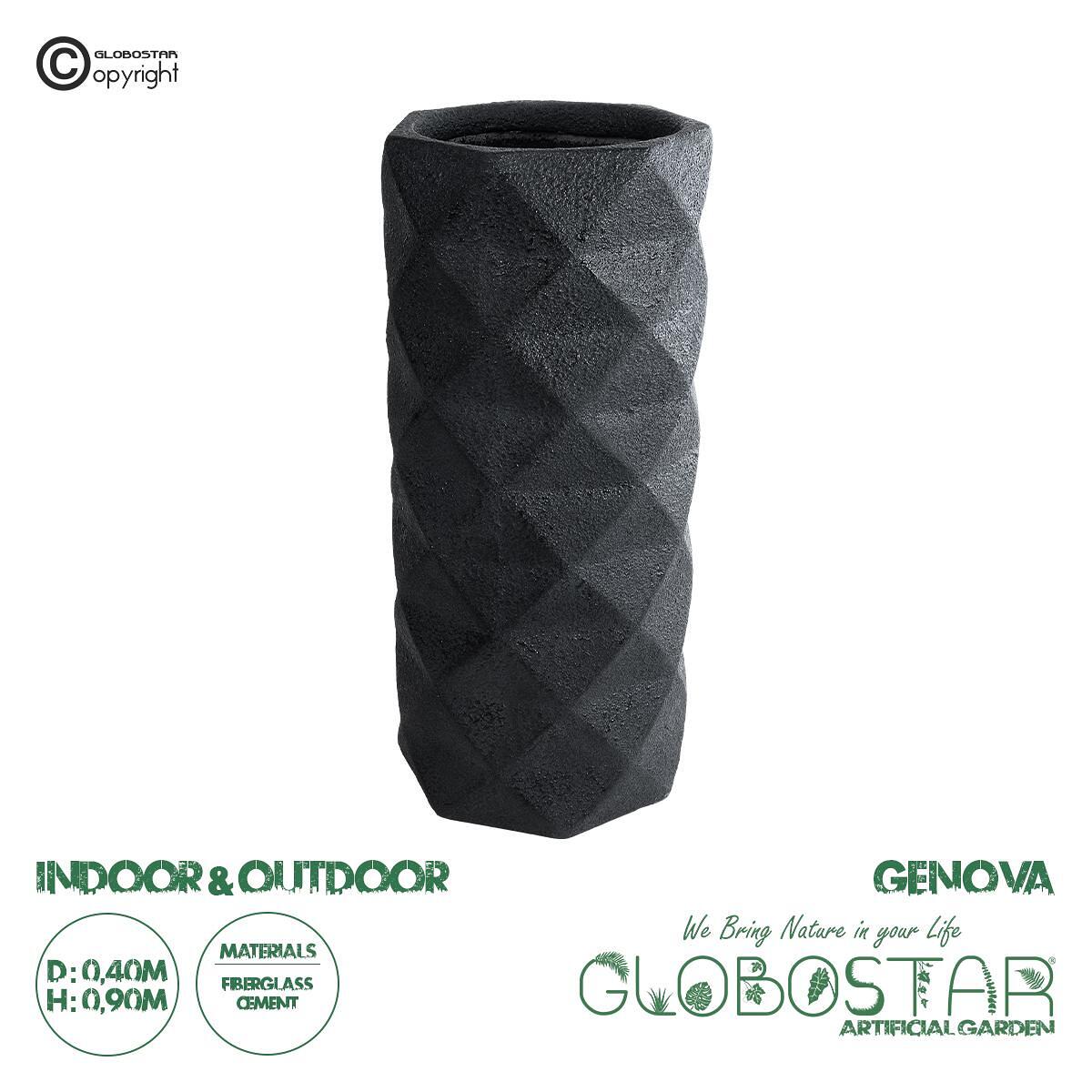 GloboStar® Изкуствена Градина GENOVA 20724 Подов Полиестерен Циментов Кашпo Саксия - Flower Pot Черен Φ40 x В90cm