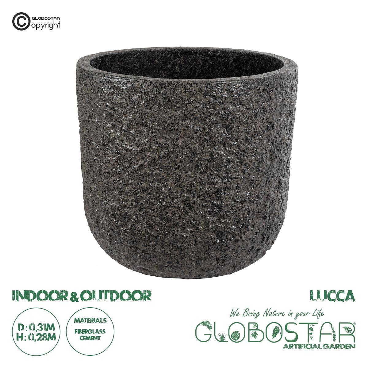GloboStar® Изкуствена Градина LUCCA 20756 Подов Полиестерен Циментов Кашпа Саксия - Flower Pot Кафяв Φ31 x В28cm