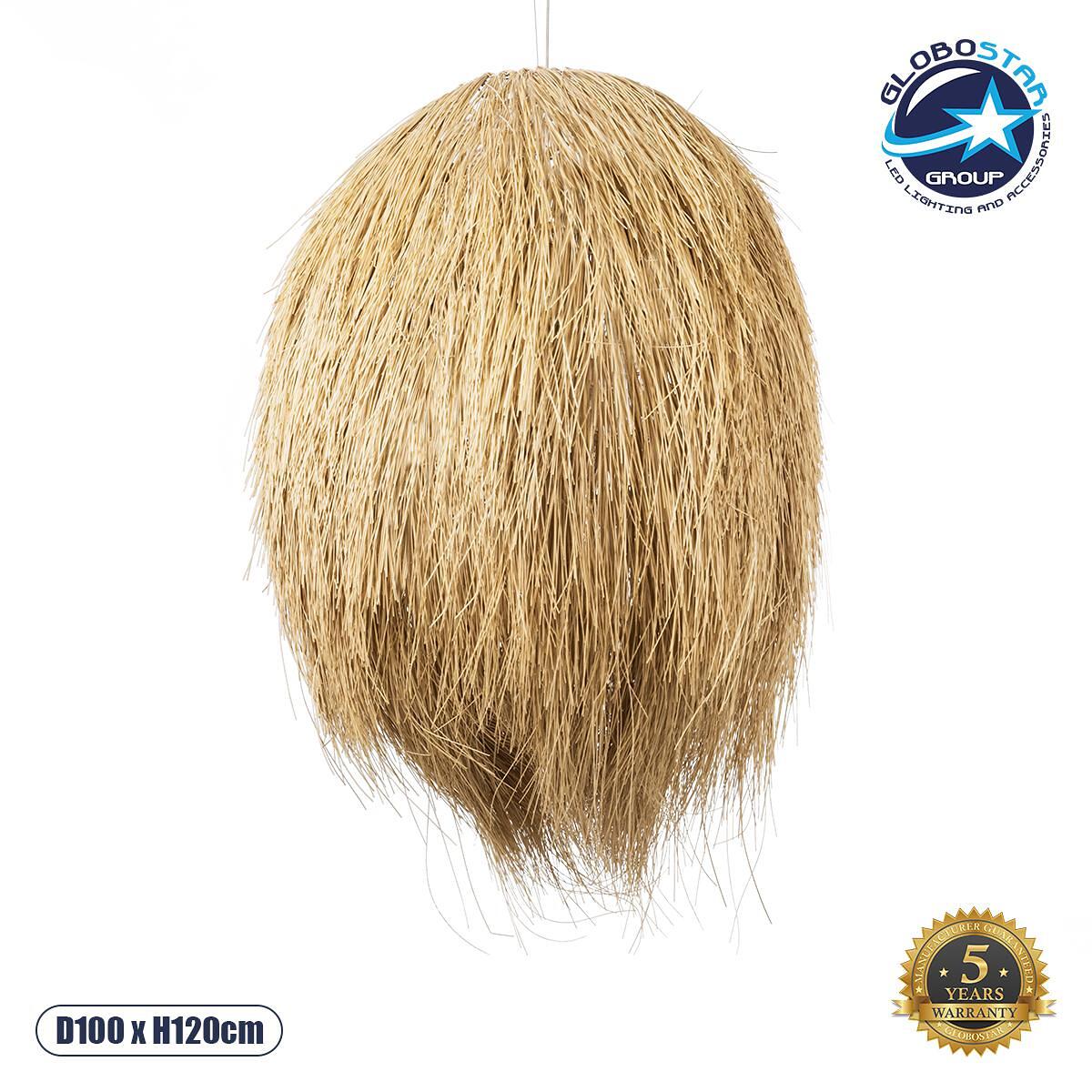 GLOBOSTAR® ARCHIPELAGO 02067 Boho Висяща Лампа за Таван с Фасунга 1 x E27 AC 220-240V IP20 - Бежов - Д100 x Ш100 x В120cm