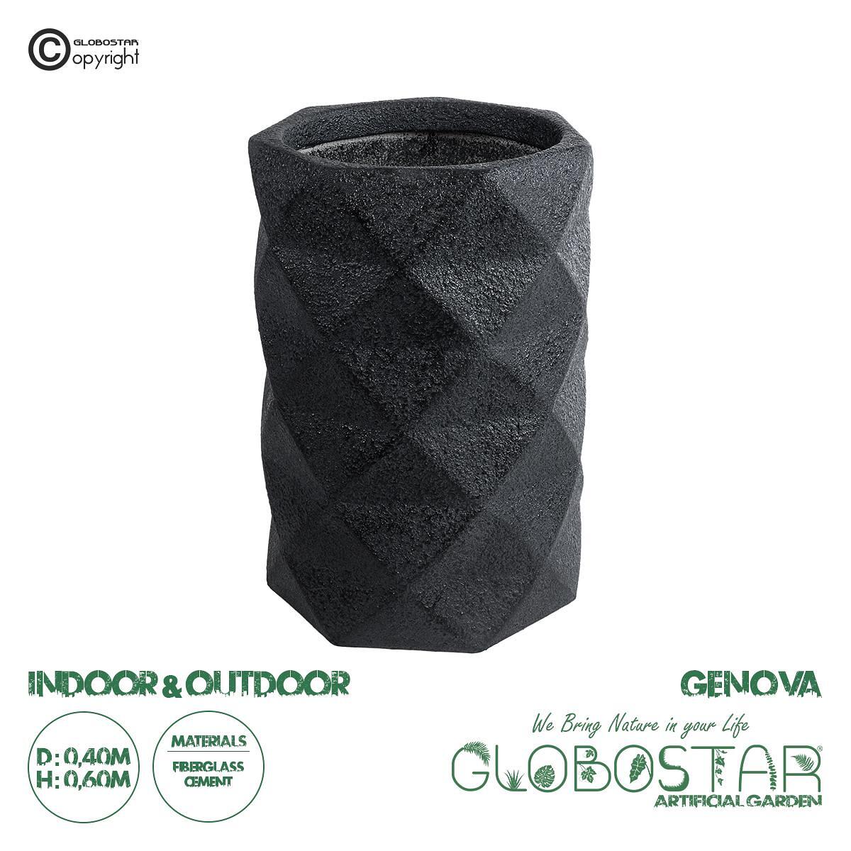 GloboStar® Изкуствена Градина GENOVA 20725 Подов Полиестерен Циментов Саксия-Кашпа - Flower Pot Черен Φ40 x В90cm