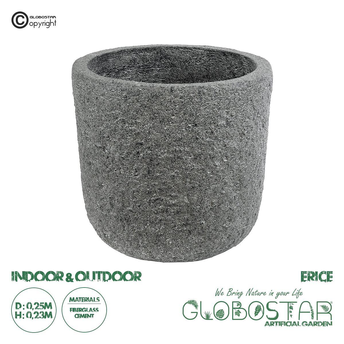 GloboStar® Изкуствена Градина ERICE 20757 Подов Полиестерен Циментов Кашпo Саксия - Flower Pot Сив Φ25 x В23cm