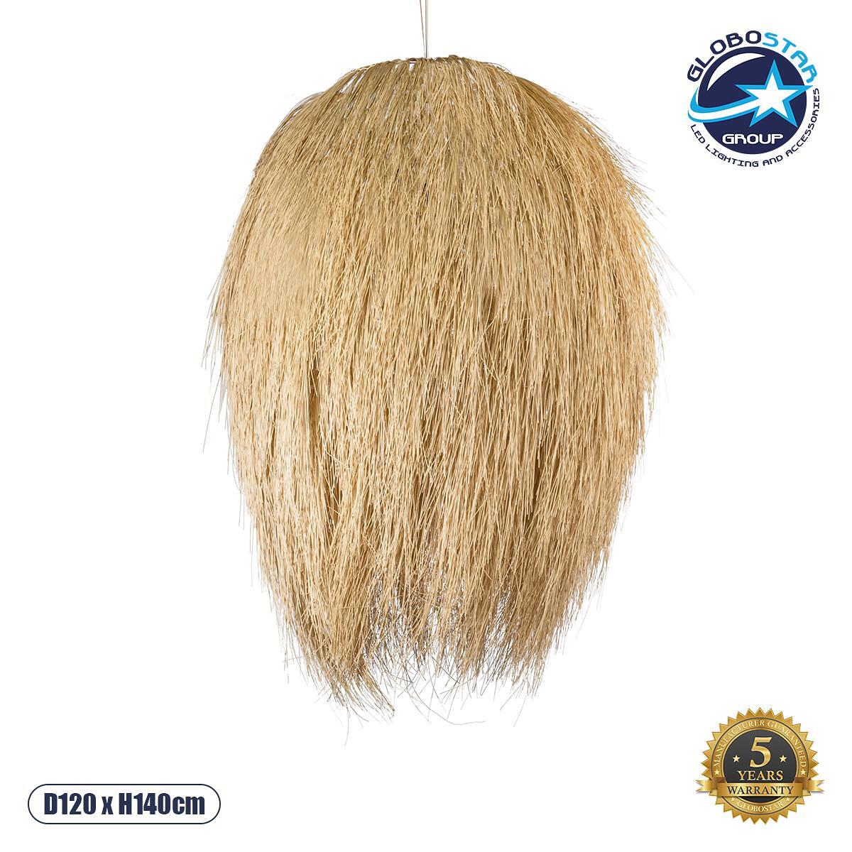 GLOBOSTAR® ARCHIPELAGO 01914 Boho Висяща Лампа за Таван с Фасунга 1 x E27 AC 220-240V IP20 - Бежово - Д120 x Ш120 x В140cm