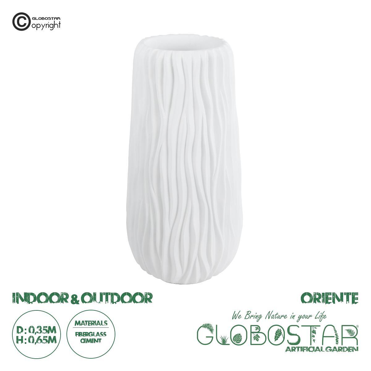 GloboStar® Изкуствена Градина ORIENTE 20768 Подов Полиестерен Циментов Кашпo Саксия - Flower Pot Бял Φ35 x В65cm