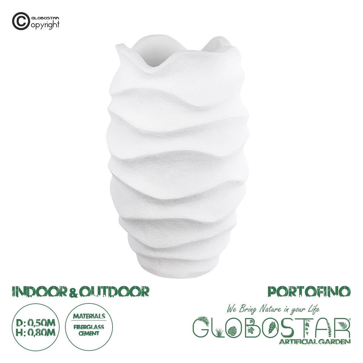 GloboStar® Изкуствена Градина PORTOFINO 20730 Подов Полиестерен Циментов Саксия - Flower Pot Бял Φ50 x В80cm