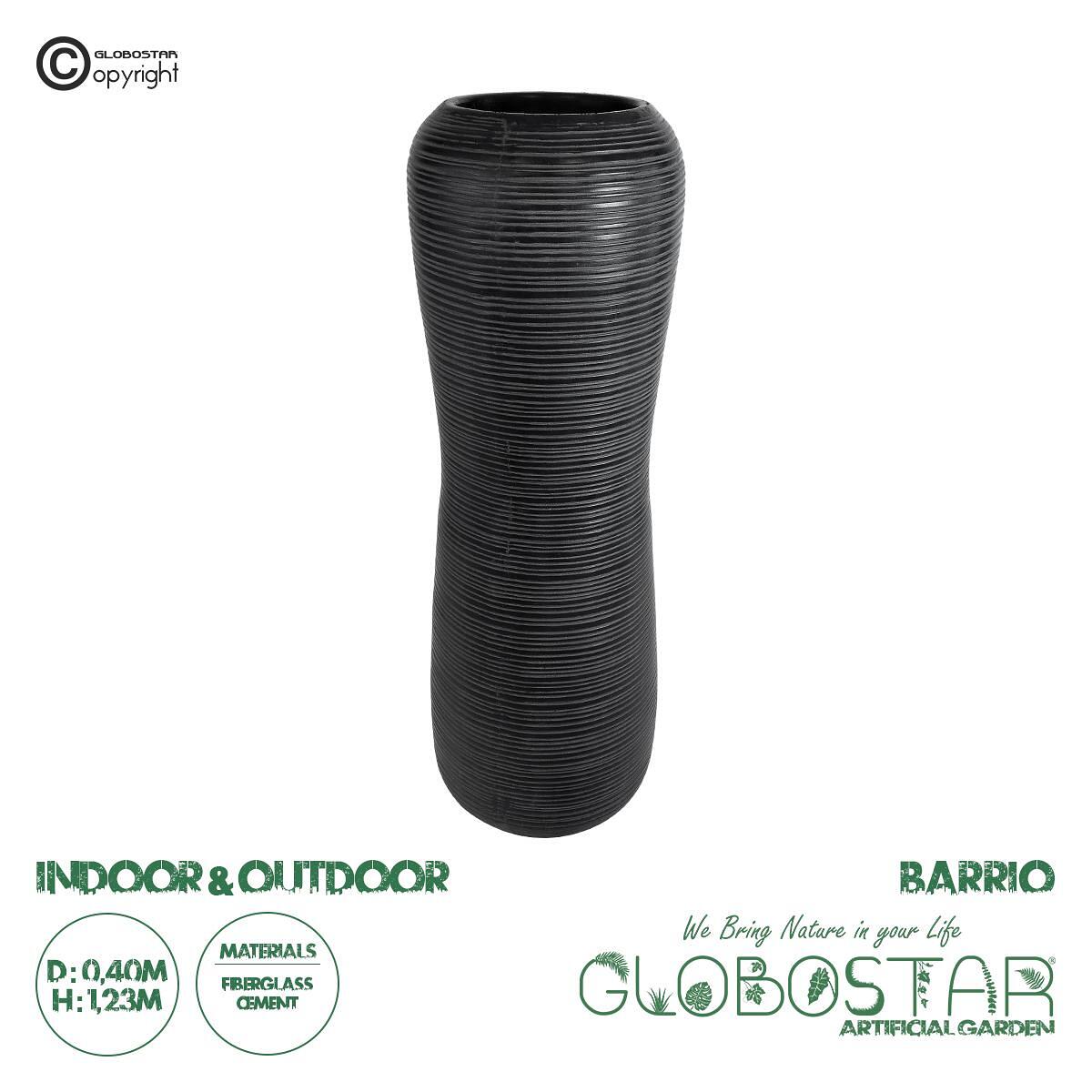 GloboStar® Изкуствена Градина BARRIO 20772 Подов Полиестерен Циментов Саксия-Кашпа - Flower Pot Черен Φ40 x В122cm