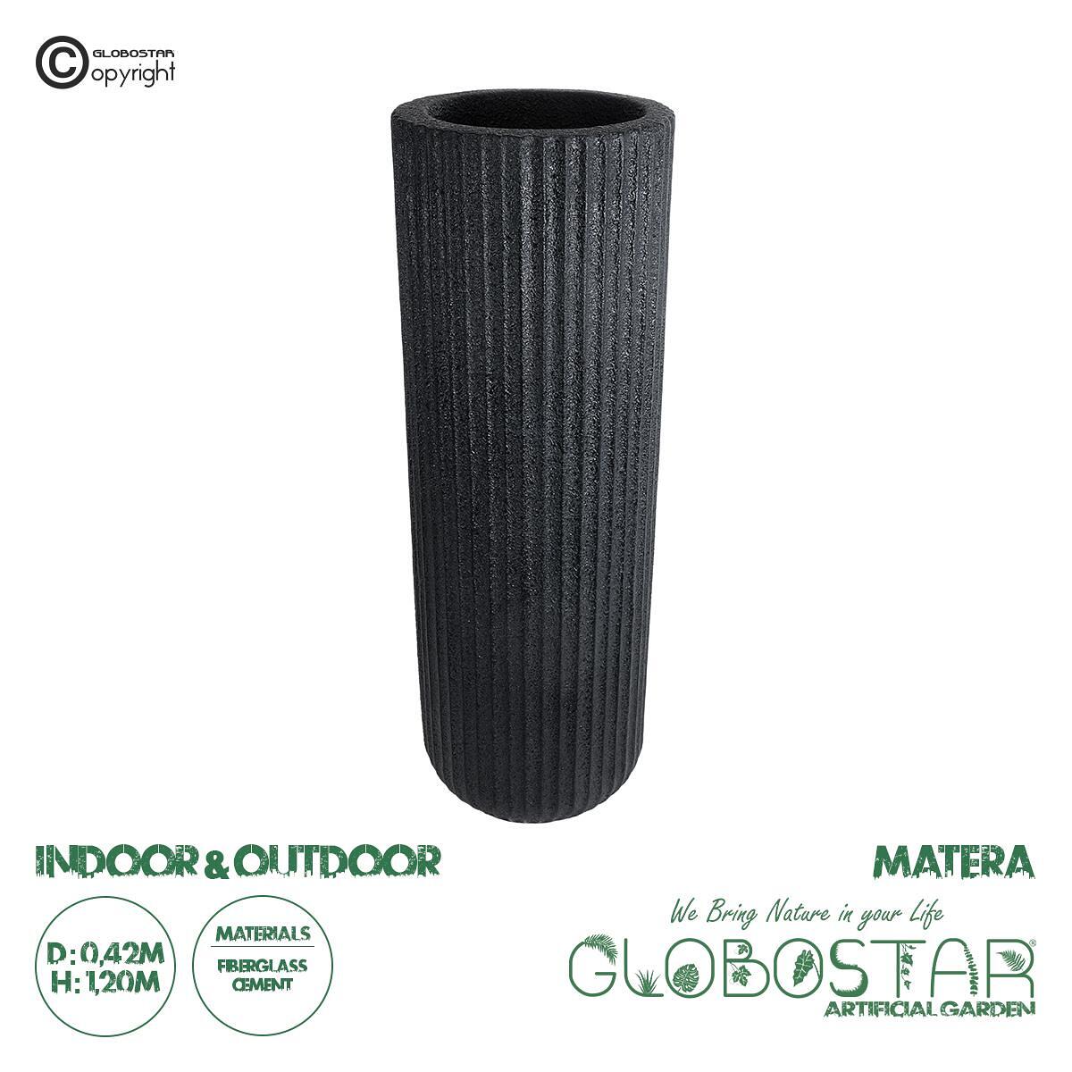 GloboStar® Изкуствена Градина MATERA 20733 Подов Полиестерен Циментов Кашпo Саксия - Flower Pot Черен Φ42 x В120cm
