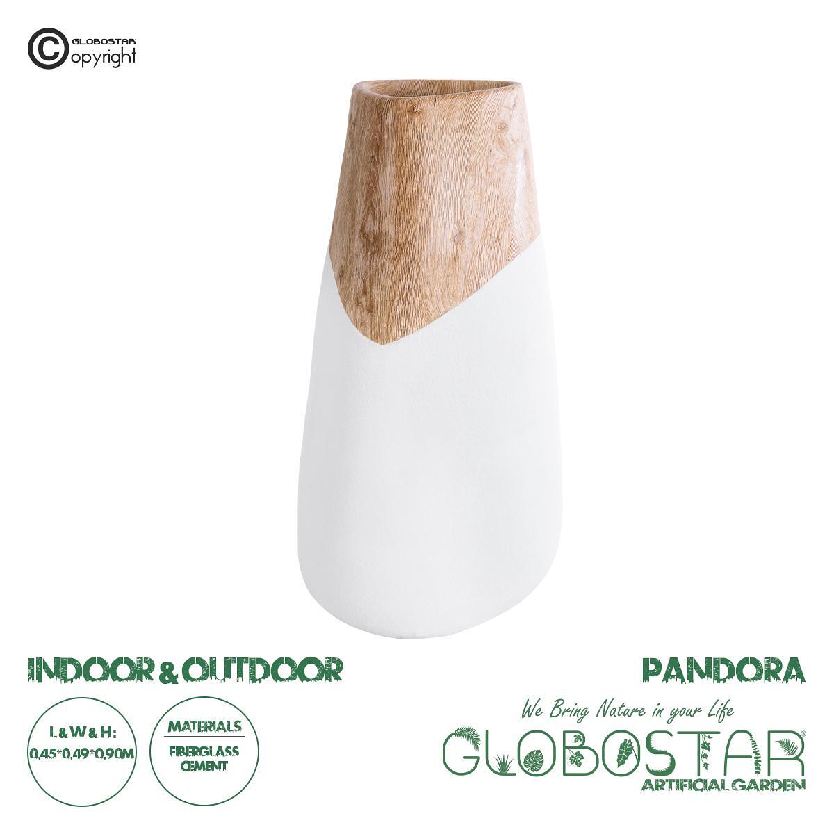 GloboStar® Изкуствена Градина PANDORA 20707 Подов Полиестерен Циментов Саксия Кашпа - Flower Pot Бял с Кафяв M49 x Ш45 x В90cm