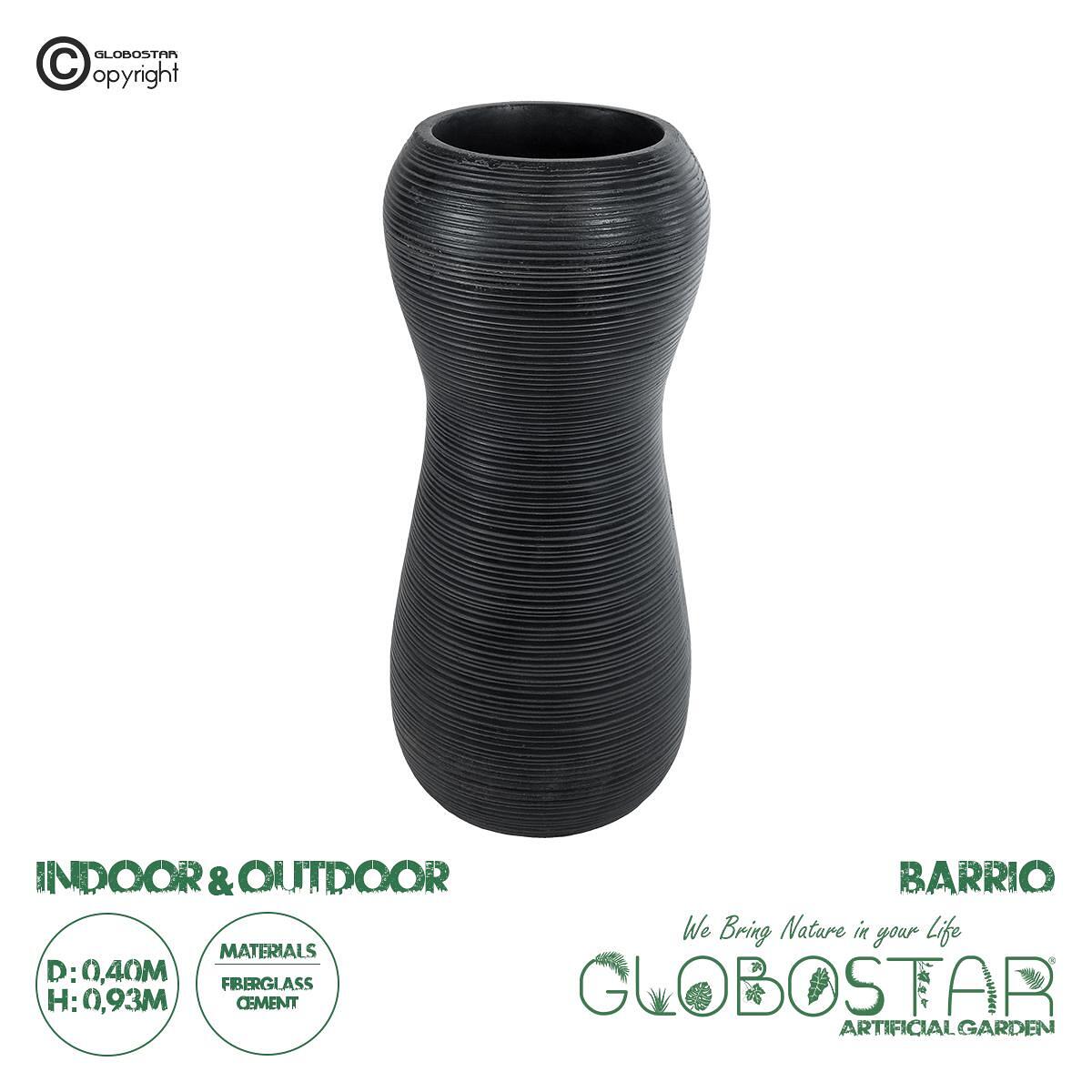 GloboStar® Изкуствена Градина BARRIO 20773 Подова Полиестерна Циментова Кашпа Саксия - Flower Pot Черна Φ40 x В93cm