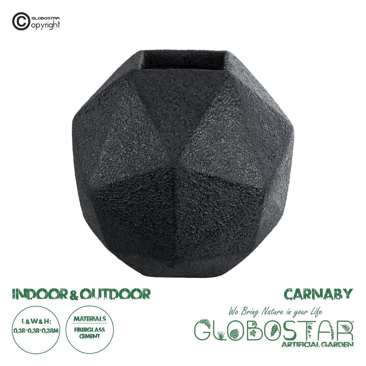 GloboStar® Изкуствена Градина CARNABY 20779 Подов Полиестерен Циментов Саксия - Flower Pot Черен М38 x Ш38 x В38cm