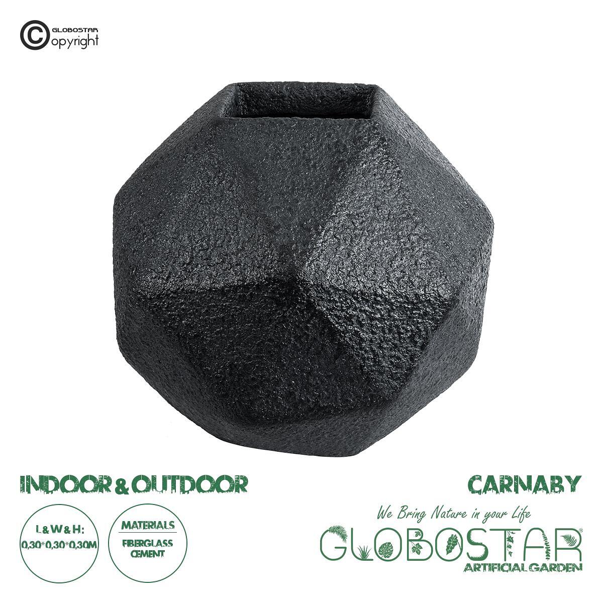 GloboStar® Изкуствена Градина CARNABY 20780 Подов Полиестерен Циментов Саксия Кашпа - Flower Pot Черен М30 x Ш30 x В30cm