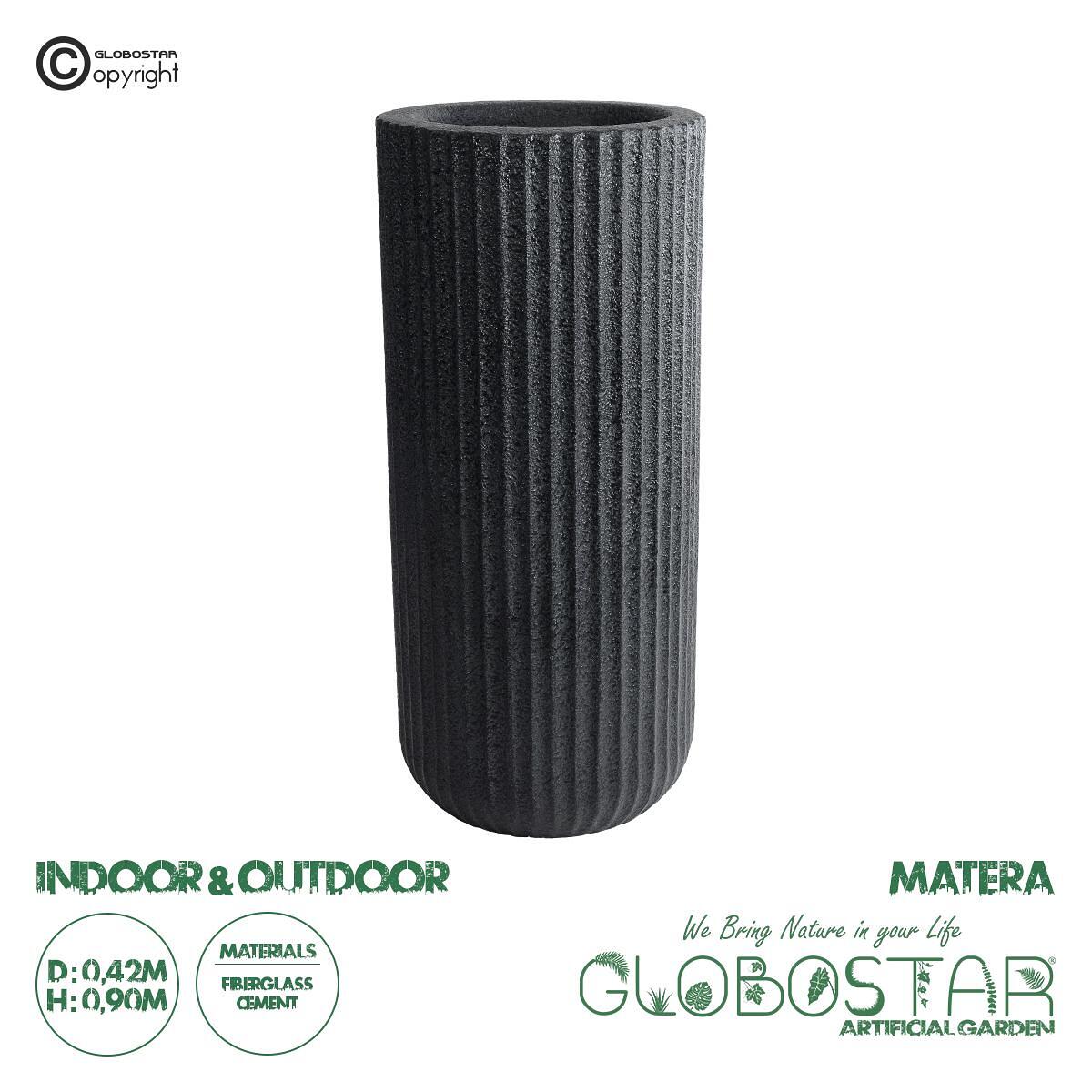 GloboStar® Изкуствена Градина MATERA 20734 Подов Полиестерен Циментов Саксия-Кашпа - Flower Pot Черен Φ42 x В90cm