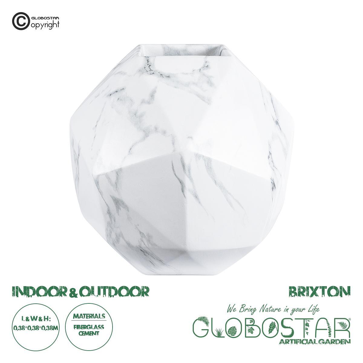 GloboStar® Изкуствена Градина BRIXTON 20783 Подов Полиестерен Циментов Саксия Кашпа - Flower Pot Бял М38 x Ш38 x В38cm