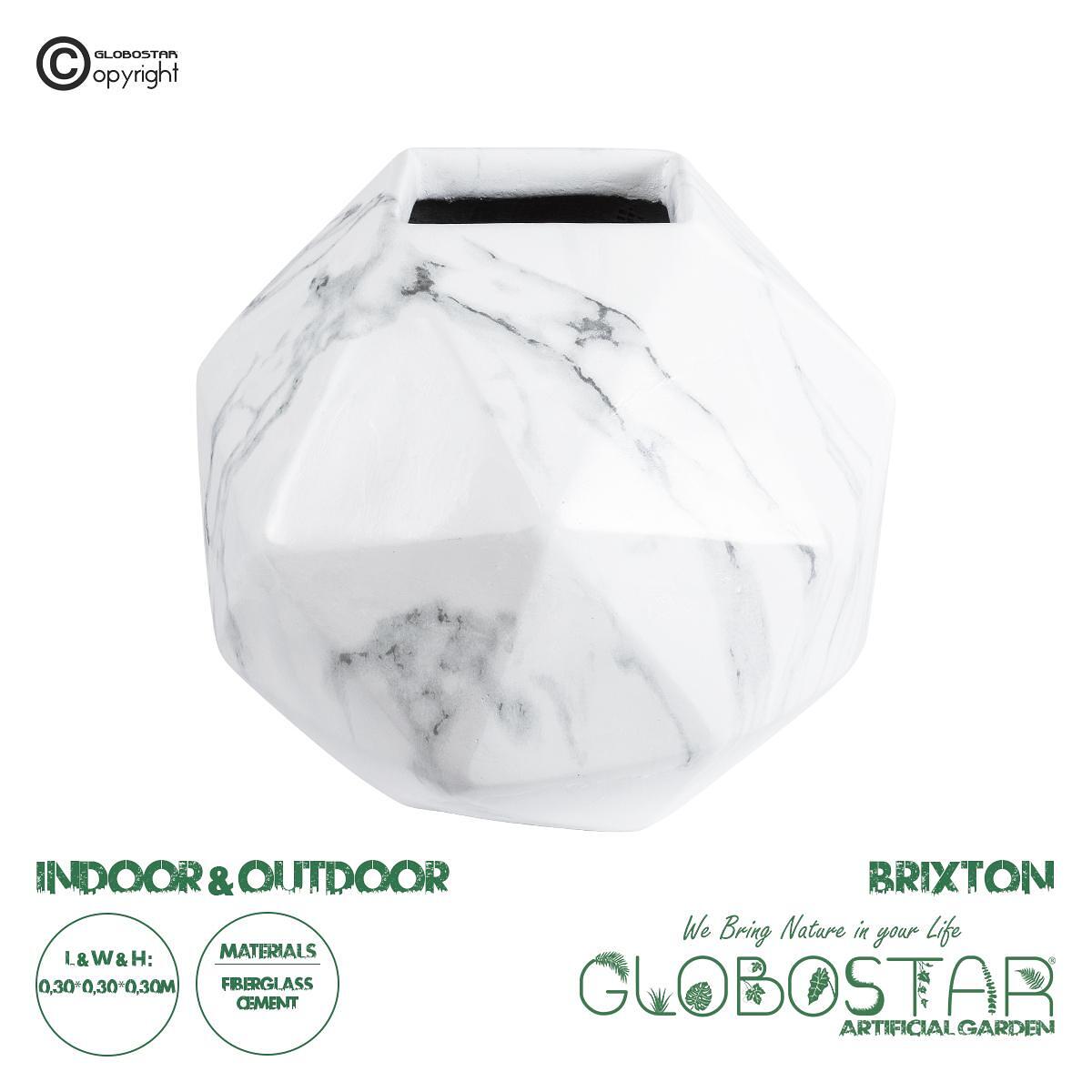 GloboStar® Изкуствена Градина BRIXTON 20784 Подов Полиестерен Циментов Саксия Кашпа - Flower Pot Бял М30 x Ш30 x В30cm