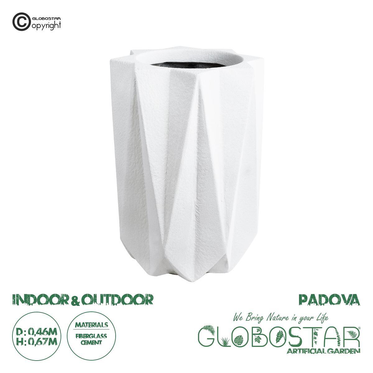 GloboStar® Изкуствена Градина PADOVA 20740 Подов Полиестерен Циментов Кашпo Саксия - Flower Pot Бял Φ46 x В67cm