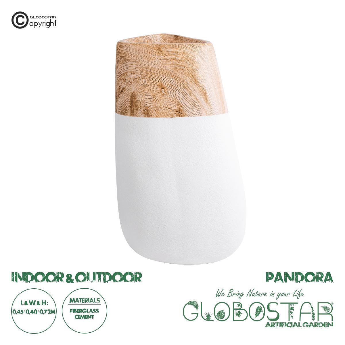 GloboStar® Изкуствена Градина PANDORA 20706 Подов Полиестерен Циментов Саксия-Кашпа - Flower Pot Бял с Кафяв М45 x Ш40 x В72cm
