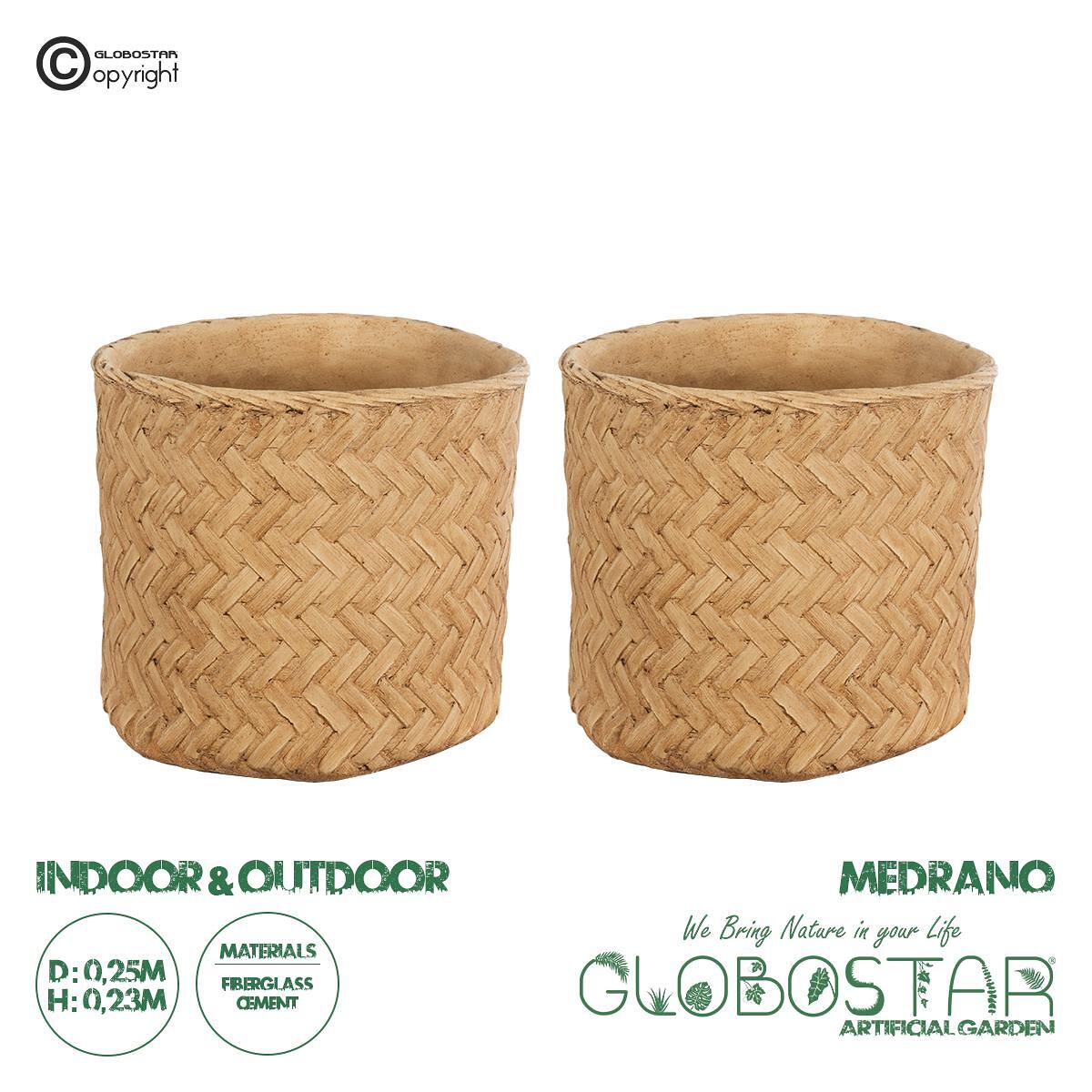 GloboStar® Изкуствена Градина MEDRANO 20799 КОМПЛЕКТ 2 Декоративни Полиестерни Циментови Кашпи - Flower Pots Бежови A:Φ25 x В23cm B:Φ25 x В23cm