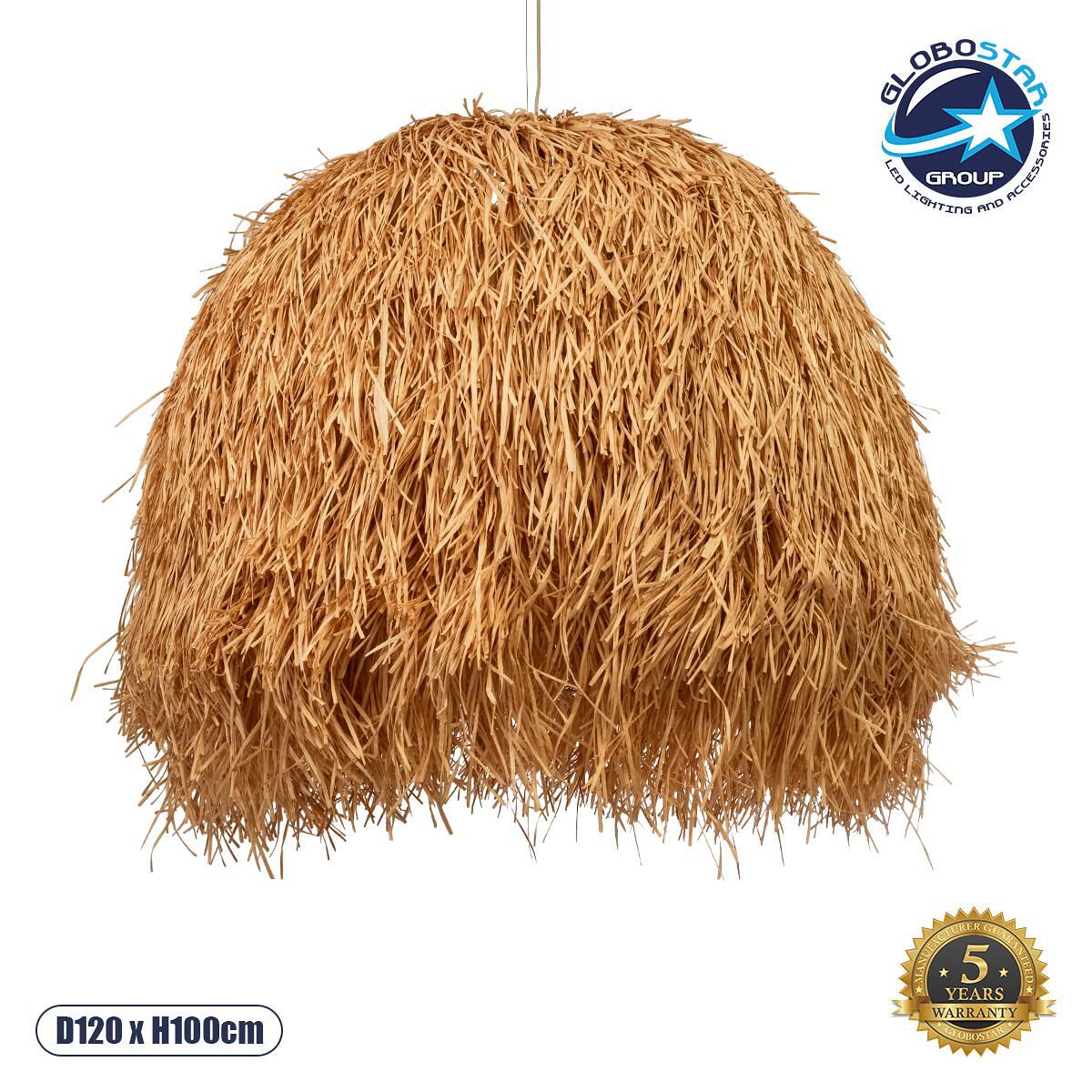 GLOBOSTAR® GUADELOUPE 02156 Boho Висяща Лампа за Таван с Фасунга 1 x E27 AC 220-240V IP20 - Бежов - Д120 x Ш120 x В100cm