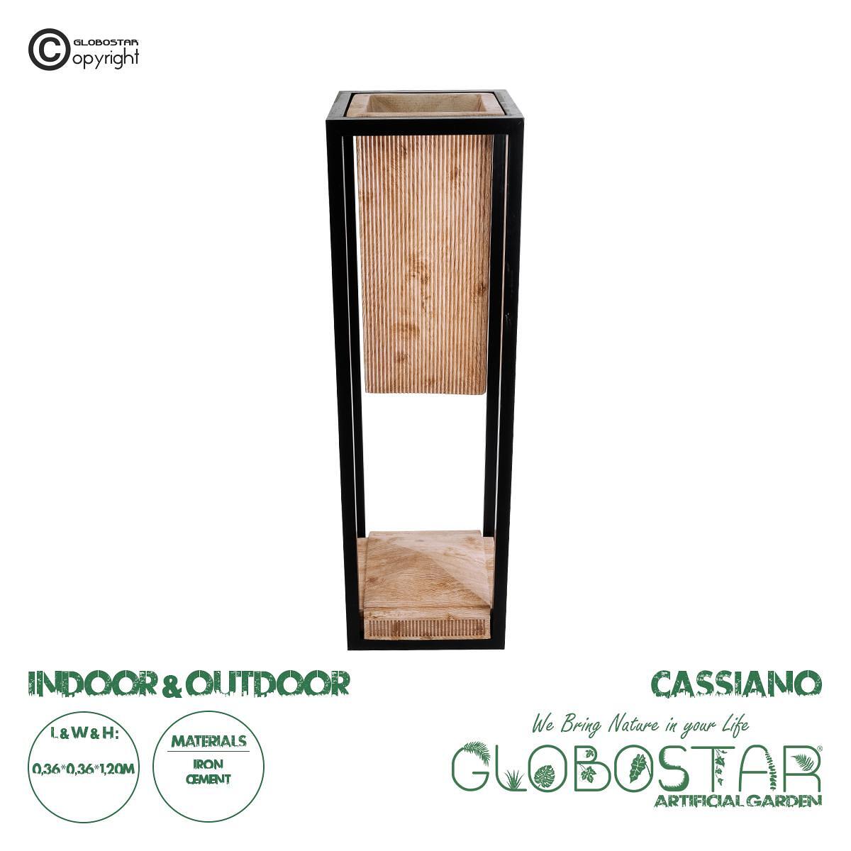 GloboStar® Изкуствена Градина CASSIANO 20752 Подов Метален Циментов Кашпo Саксия - Flower Pot Кафяво с Черно М36 x Ш36 x В120cm