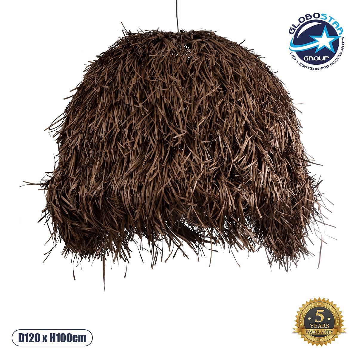 GLOBOSTAR® GUADELOUPE 02295 Boho Висяща Лампа за Таван с Фасунга 1 x E27 AC 220-240V IP20 - Кафяво - Д120 x Ш120 x В100cm