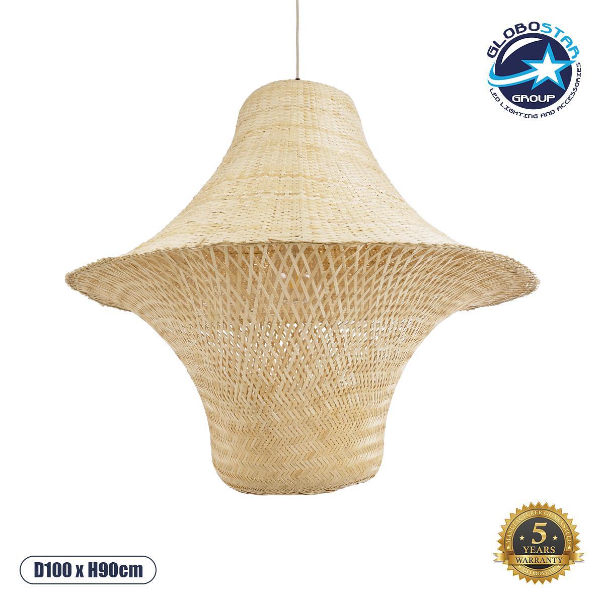 GLOBOSTAR® JUNIPER 02047 Boho Висяща Лампа за Таван с Фасунга 1 x E27 AC 220-240V IP20 - Бежово - Д100 x Ш100 x В90cm