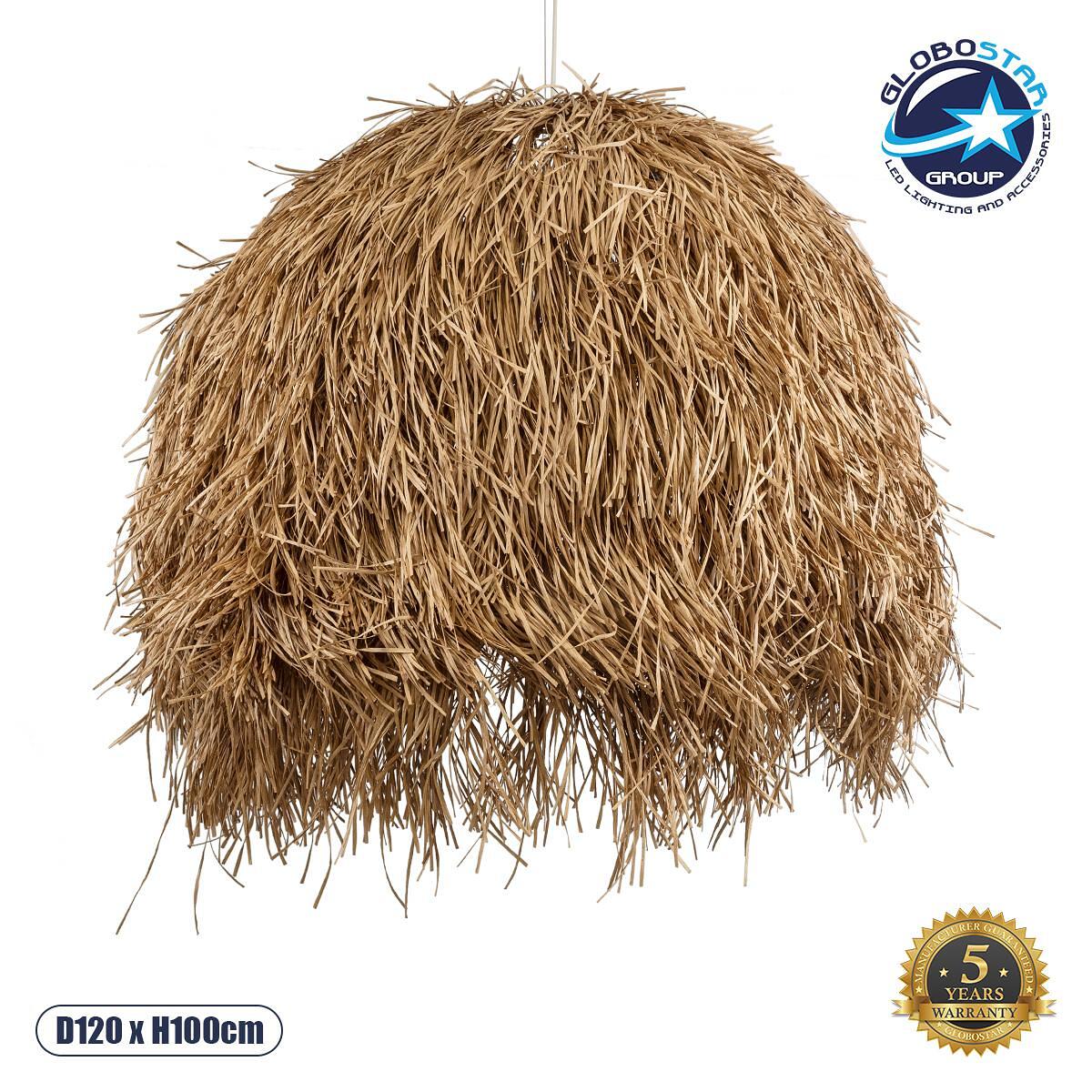 GLOBOSTAR® GUADELOUPE 02159 Boho Висяща Лампа за Таван с Фасунга 1 x E27 AC 220-240V IP20 - Бежово - Д120 x Ш120 x В100cm