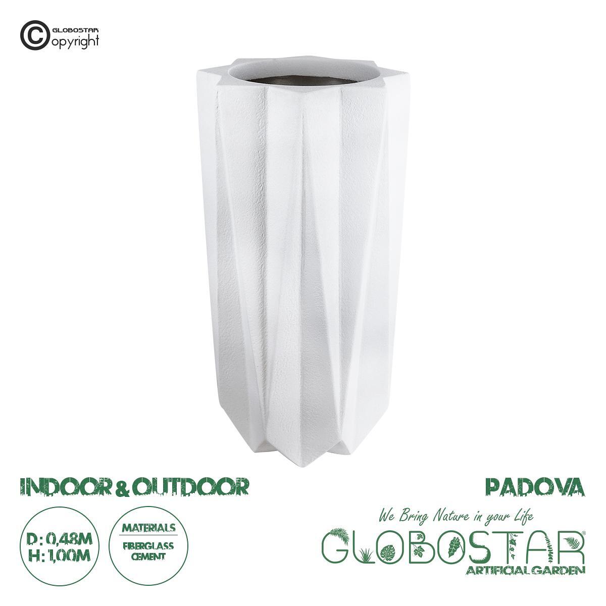 GloboStar® Изкуствена Градина PADOVA 20739 Подова Полиестерна Циментова Кашпа Саксия - Flower Pot Бяла Φ48 x В100cm