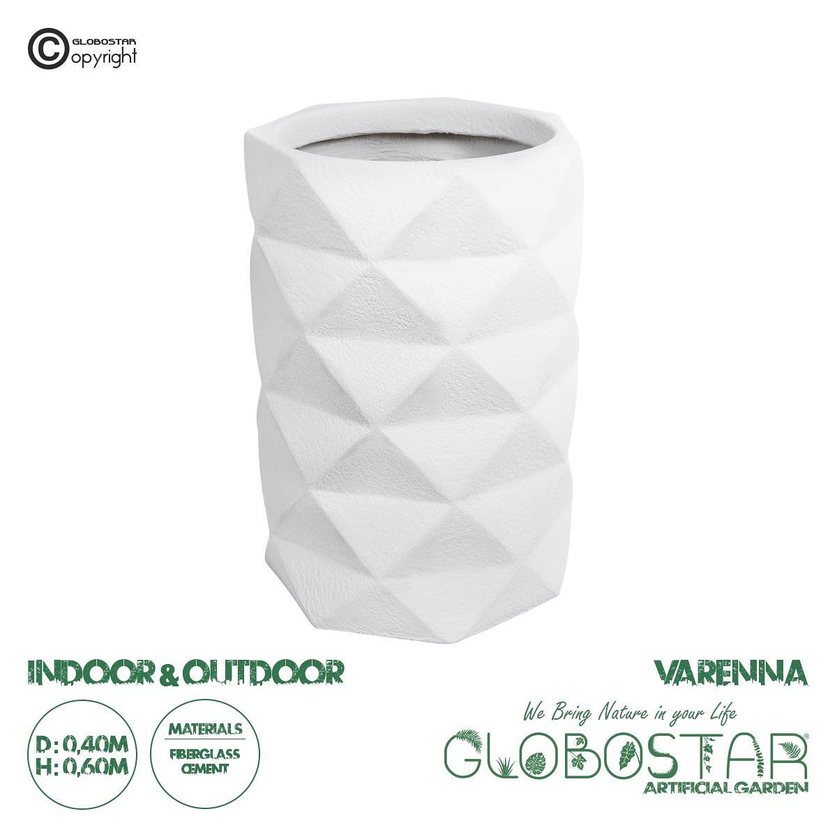 GloboStar® Изкуствена Градина VARENNA 20743 Подов Полиестерен Циментов Кашпo Саксия - Flower Pot Бял Φ40 x В60cm
