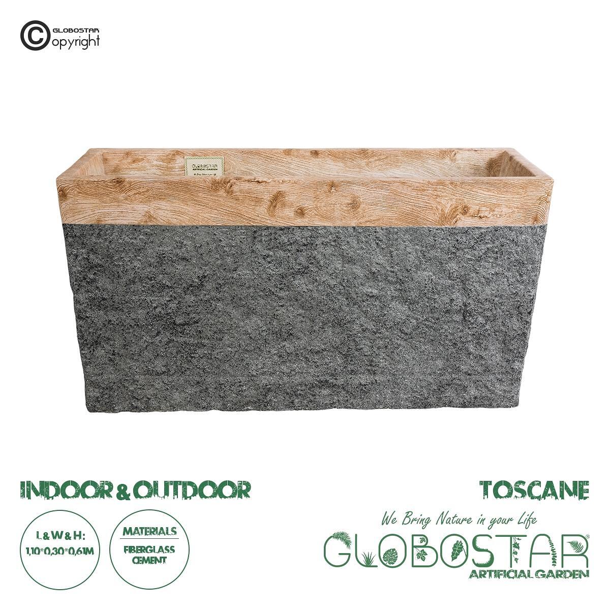 GloboStar® Изкуствена Градина TOSCANE 20749 Подов Полиестерен Циментов Саксия Кашпа - Flower Pot Сив с Кафяв М110 x Ш30 x В61cm