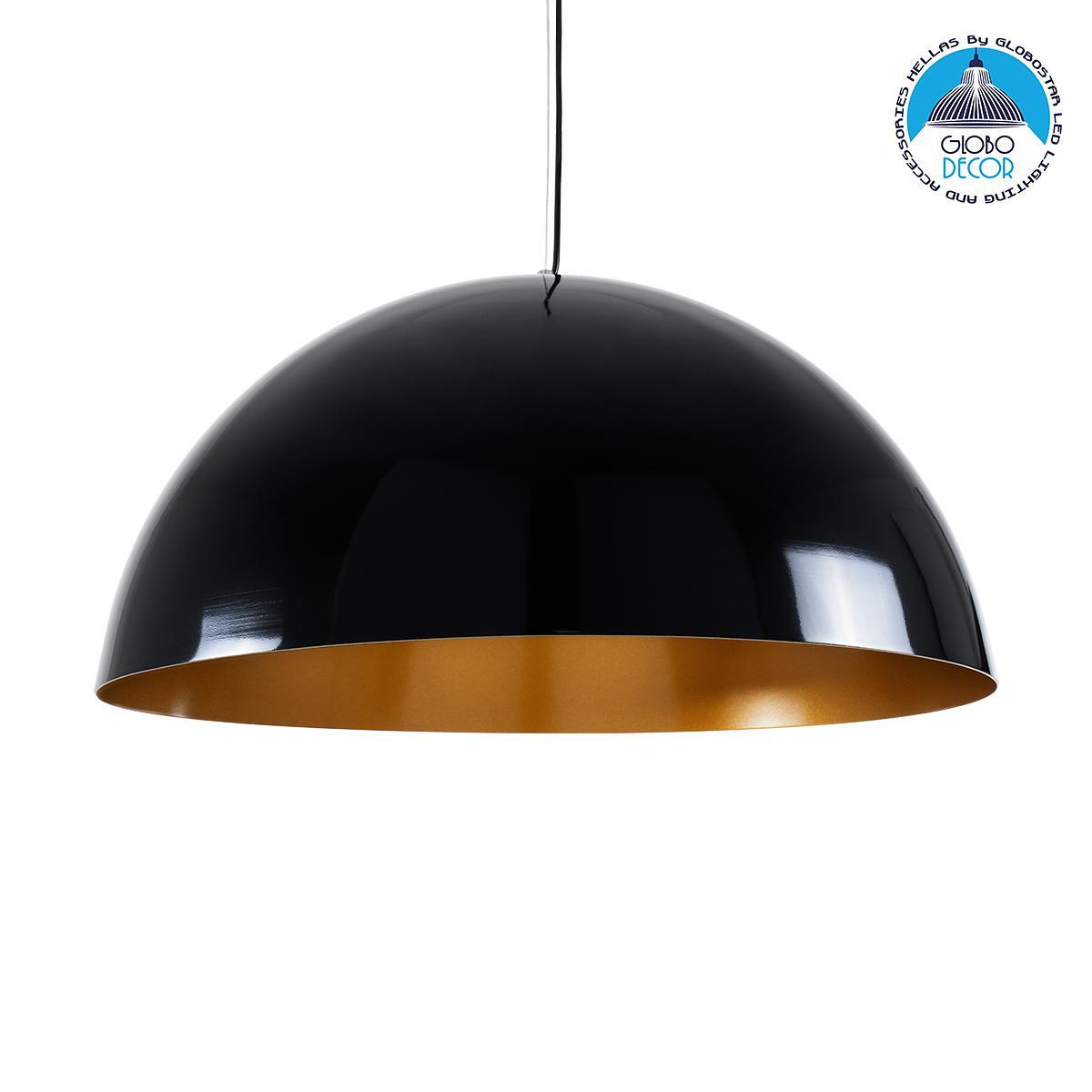 GLOBOSTAR® DIADEMA 01342 Модерен висящ таванен осветител с фасунга 1 x E27 AC 220-240V IP20 - Черно & Златно - Д60 x Ш60 x В30cm