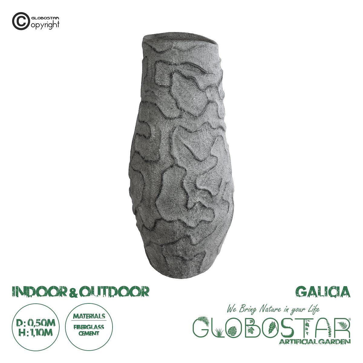 GloboStar® Изкуствена Градина GALICIA 20764 Подов Полиестерен Циментов Кашпo Саксия - Flower Pot Сив Φ50 x В110cm