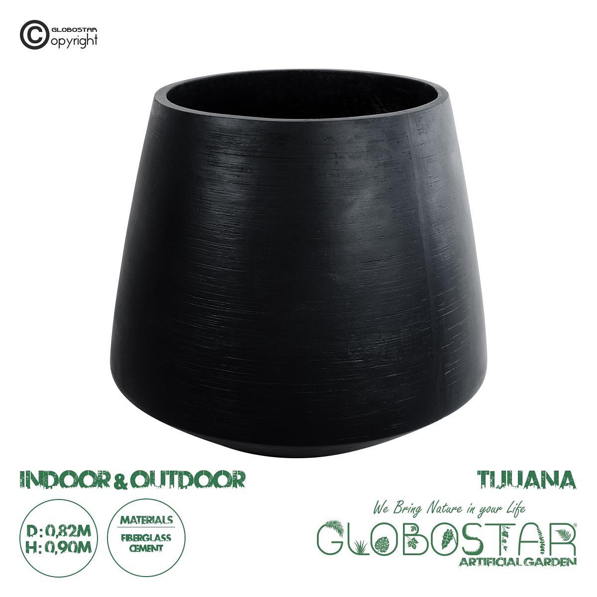 GloboStar® Изкуствена Градина TIJUANA 20704 Декоративна Полиестерна Циментова Кашпа Саксия - Flower Pot Черна Φ82 x В90cm