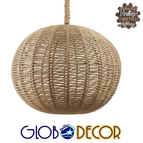 GLOBOSTAR® MANDALA 01593 Винтидж Висяща Лампа за Таван с Фасунга 1 x E27 AC 220-240V IP20 - Бежово - Д60 x Ш60 x В45cm