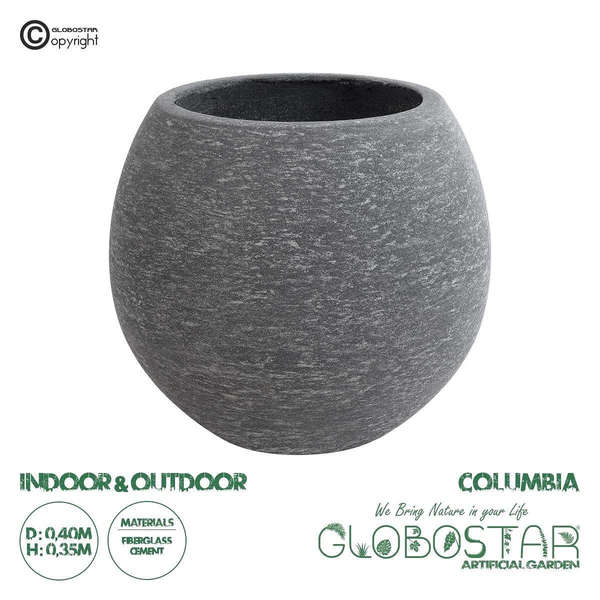 GloboStar® Изкуствена Градина COLUMBIA 20797 Подова Полиестерна Циментова Кашпа Саксия - Flower Pot Сива Φ40 x В35cm