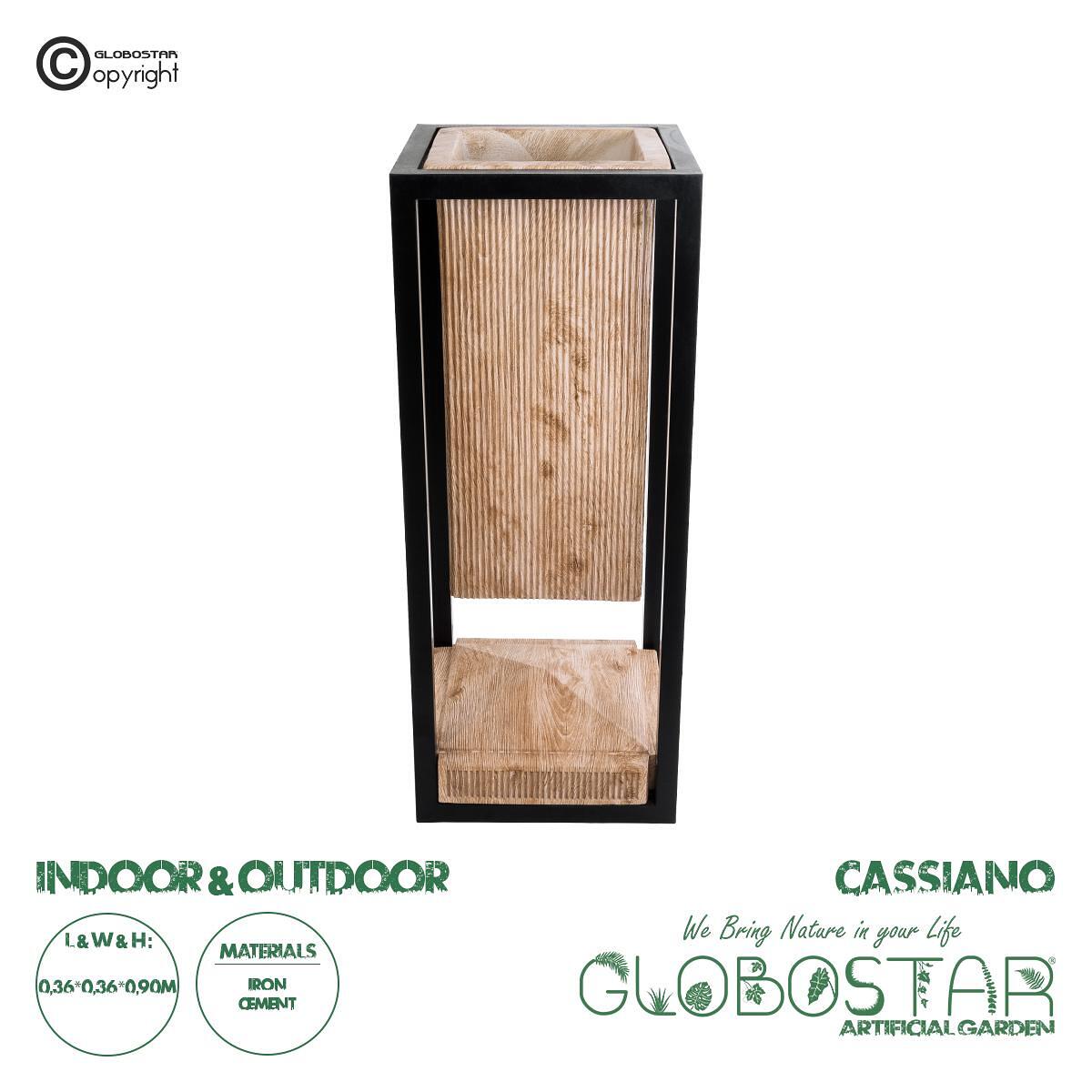 GloboStar® Изкуствена Градина CASSIANO 20753 Подов Метален Циментов Кашпo - Flower Pot Кафяво с Черно М36 x Ш36 x В90cm