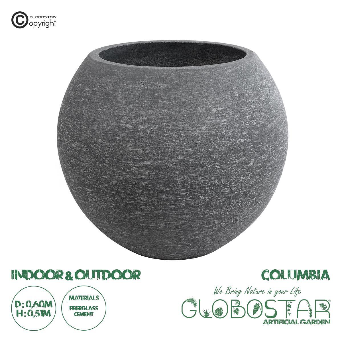 GloboStar® Изкуствена Градина COLUMBIA 20798 Подов Полиестерен Циментов Кашпo Саксия - Flower Pot Сив Φ60 x В51cm