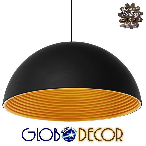 GLOBOSTAR® MEDEA 01344 Модерен висящ таванен осветител с фасунга 1 x E27 AC 220-240V IP20 - Черно & Златно - Д60 x Ш60 x В30cm