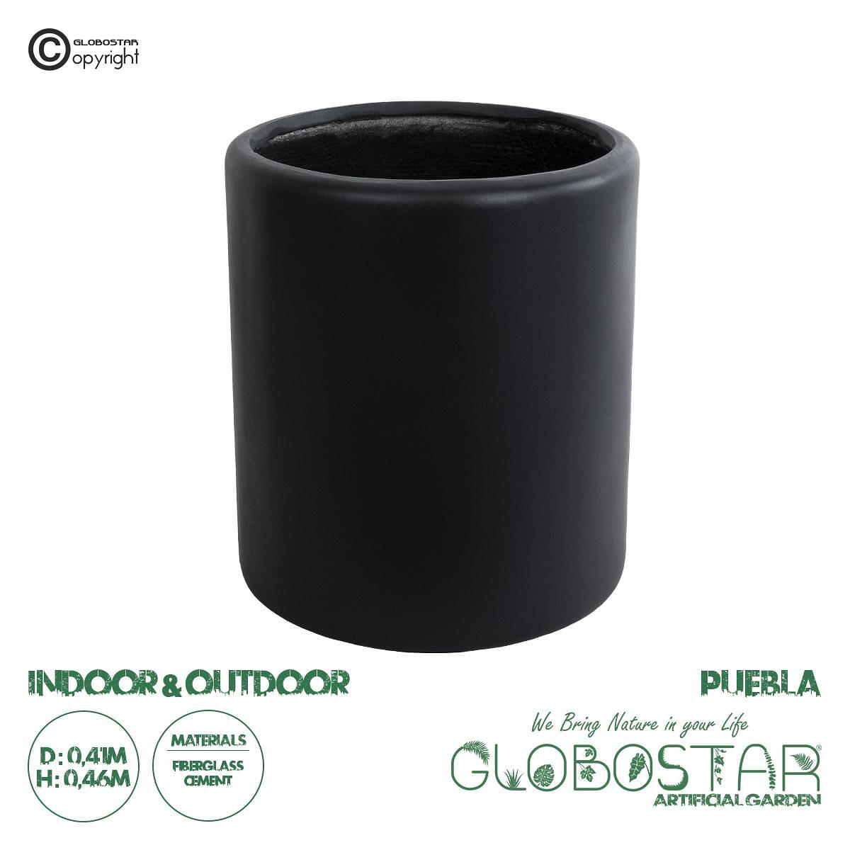GloboStar® Изкуствена Градина PUEBLA 20698 Декоративна Полиестерна Циментова Кашпа Саксия - Flower Pot Черна Φ41 x В46cm