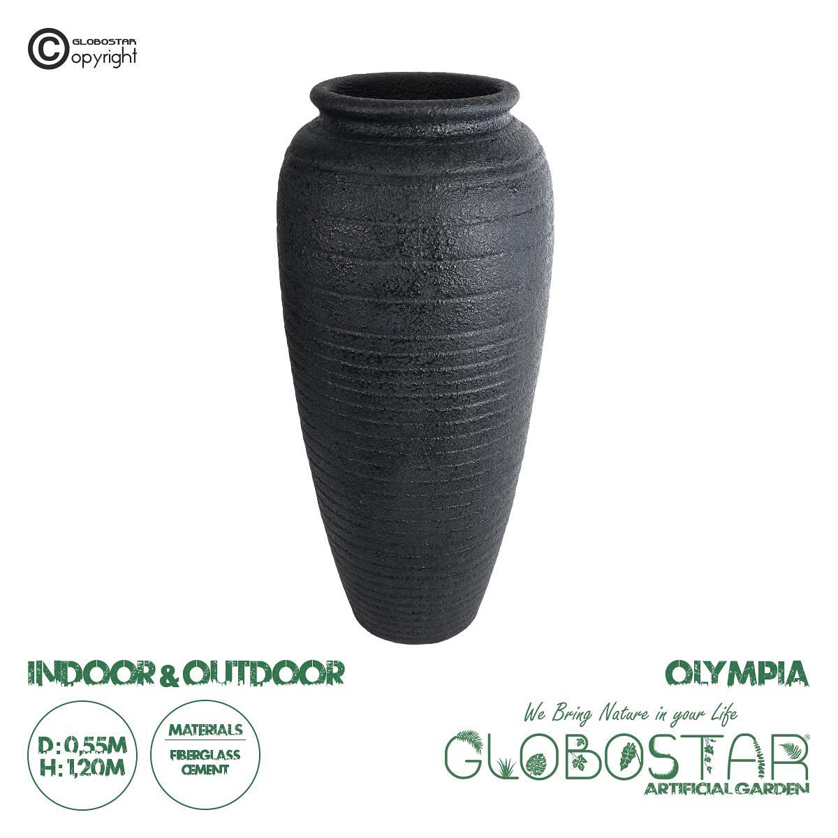 GloboStar® Изкуствена Градина OLYMPIA 20717 Подов Полиестерен Циментов Кашпo Саксия - Flower Pot Черен Φ55 x В120cm