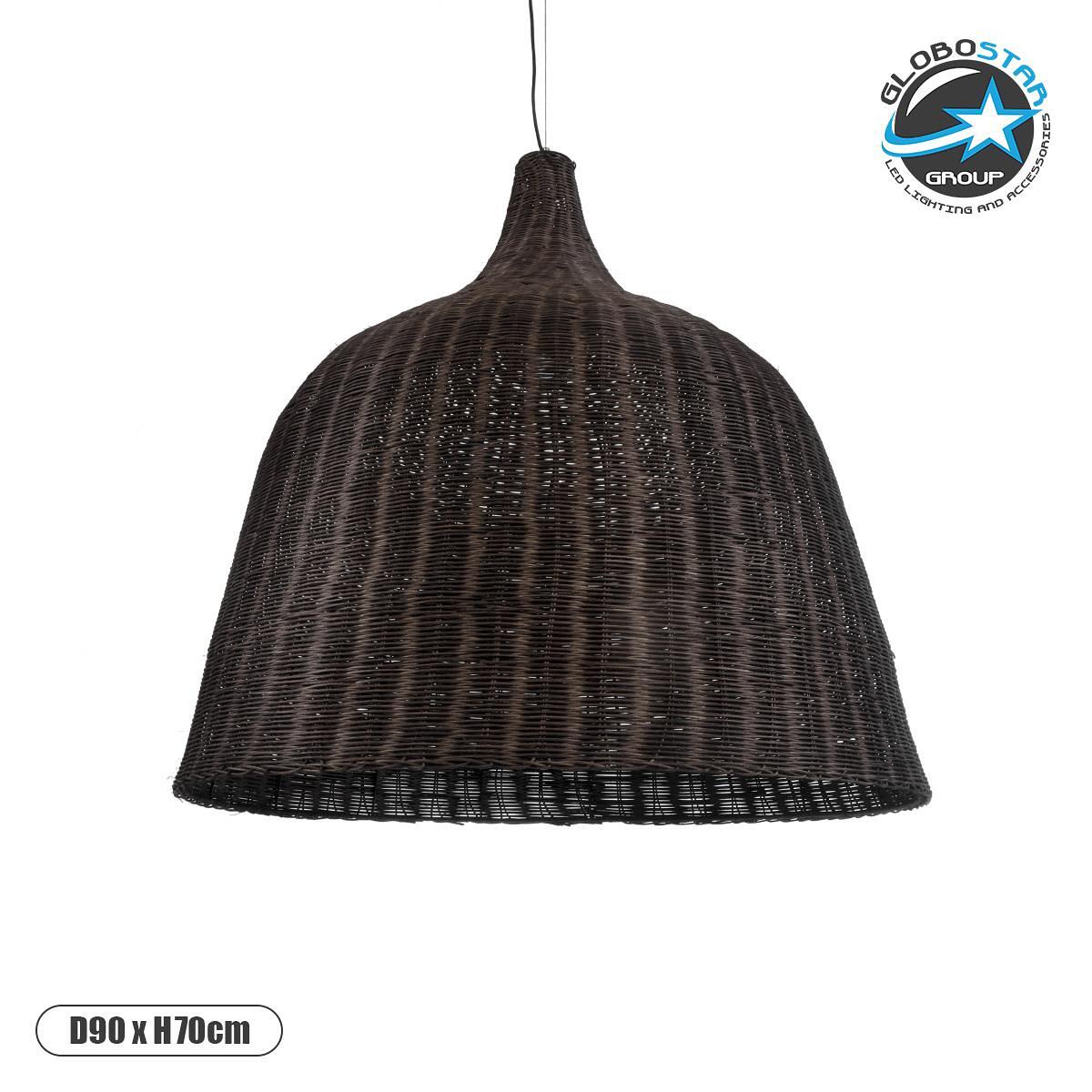 GLOBOSTAR® BAHAMAS 01569 Boho Висяща Лампа за Таван с Фасунга 1 x E27 AC 220-240V IP20 - Кафяво - Д90 x Ш90 x В90cm