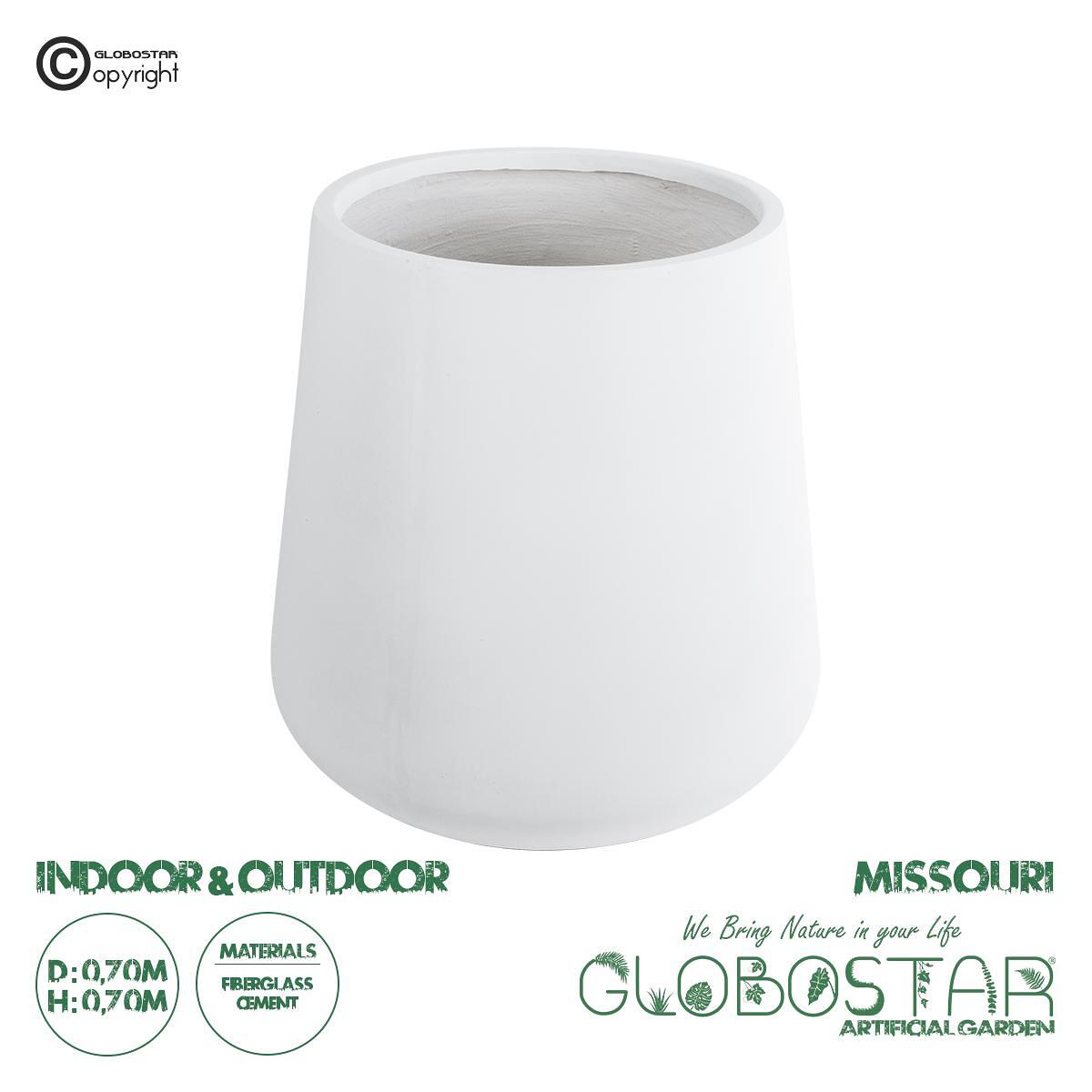 GloboStar® Изкуствена Градина MISSOURI 20693 Декоративна Полиестерна Циментова Кашпа Саксия - Flower Pot Бяла Φ70 x В70cm