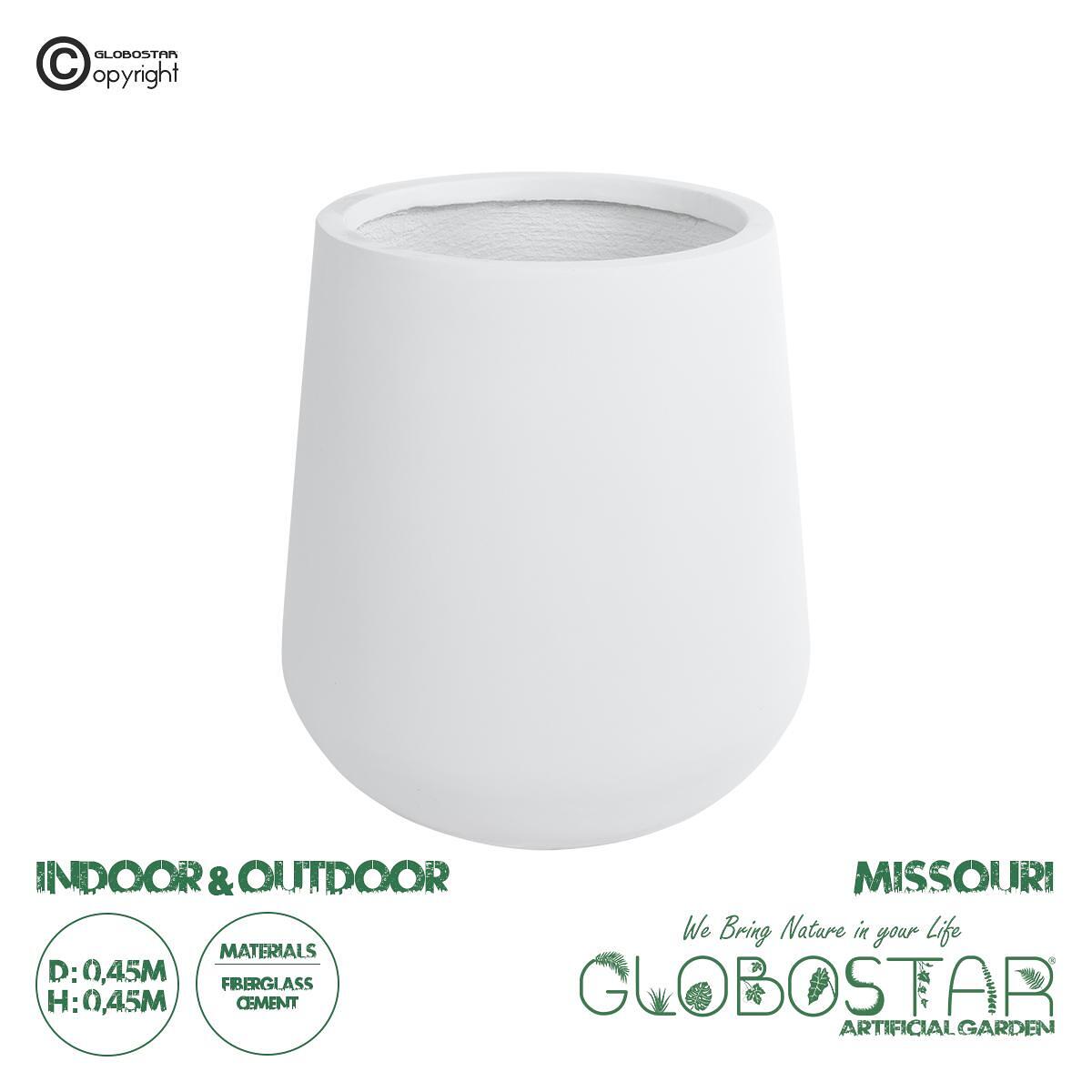 GloboStar® Изкуствена Градина MISSOURI 20692 Декоративна Полиестерна Циментова Кашпа Саксия - Flower Pot Бяла Φ45 x В45cm