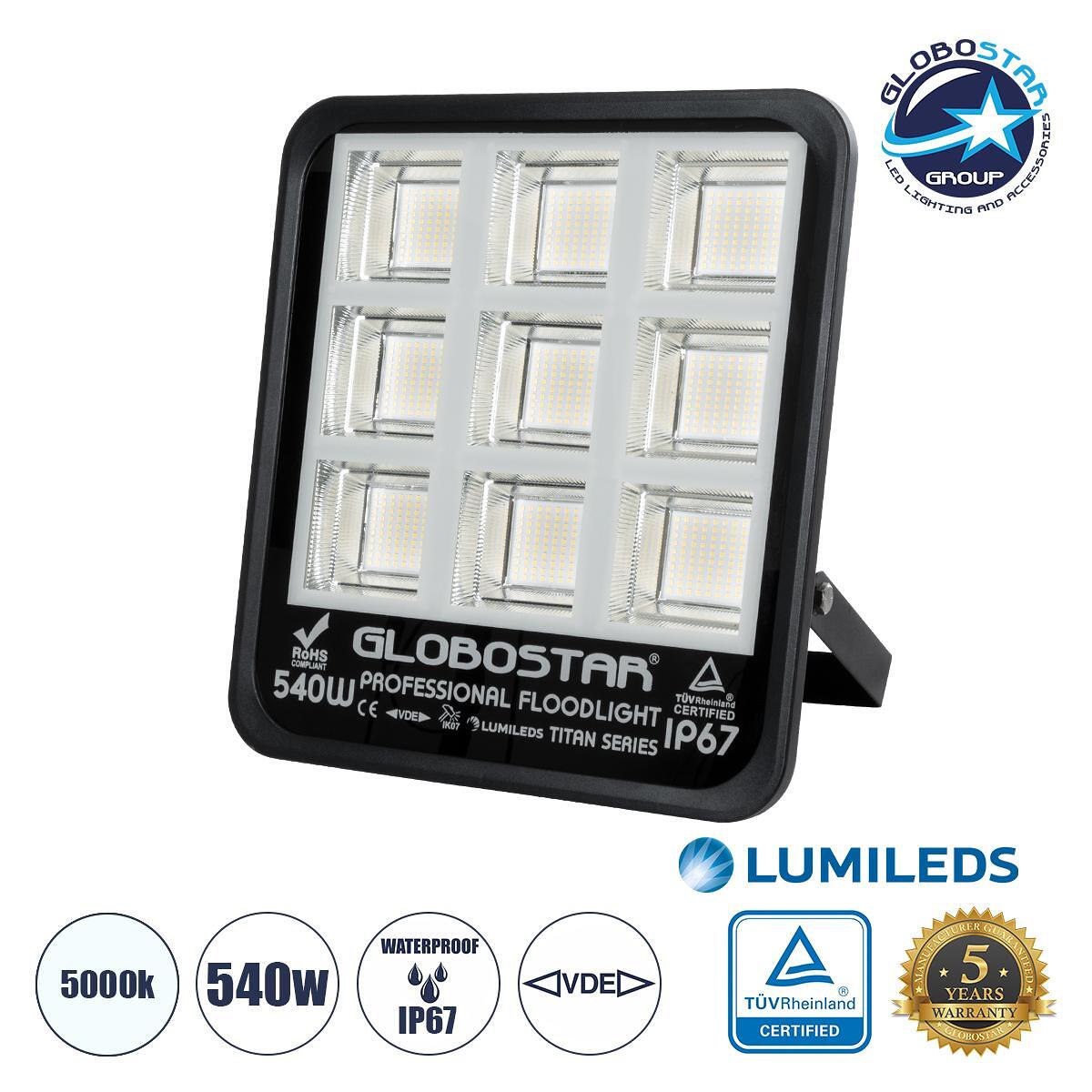 GLOBOSTAR® TITAN 61436 Прожектор за тенис и футболни игрища 5x5 LED 540W 67500lm 60°x90° AC 220-240V Водоустойчив IP67 Неутрално бяло 5000K - Lumiled