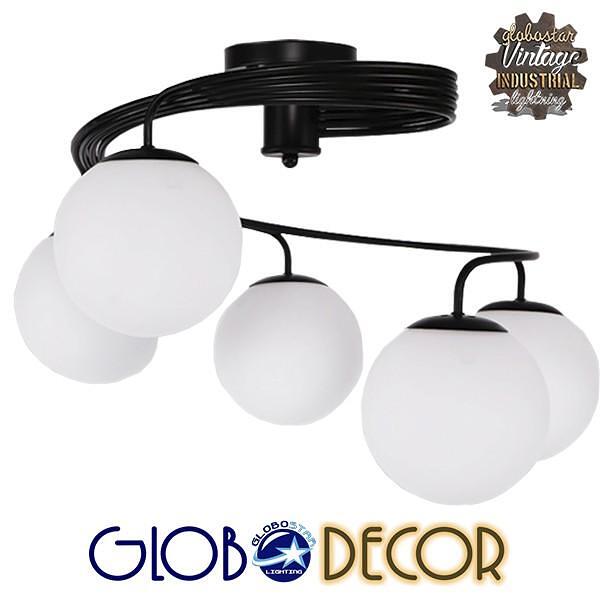 GLOBOSTAR® SELINA 01090 Модерен таванен осветител с фасунги 5 x E27 AC 220-240V IP20 - Черно & Бяло - Д63 x Ш63 x В47cm
