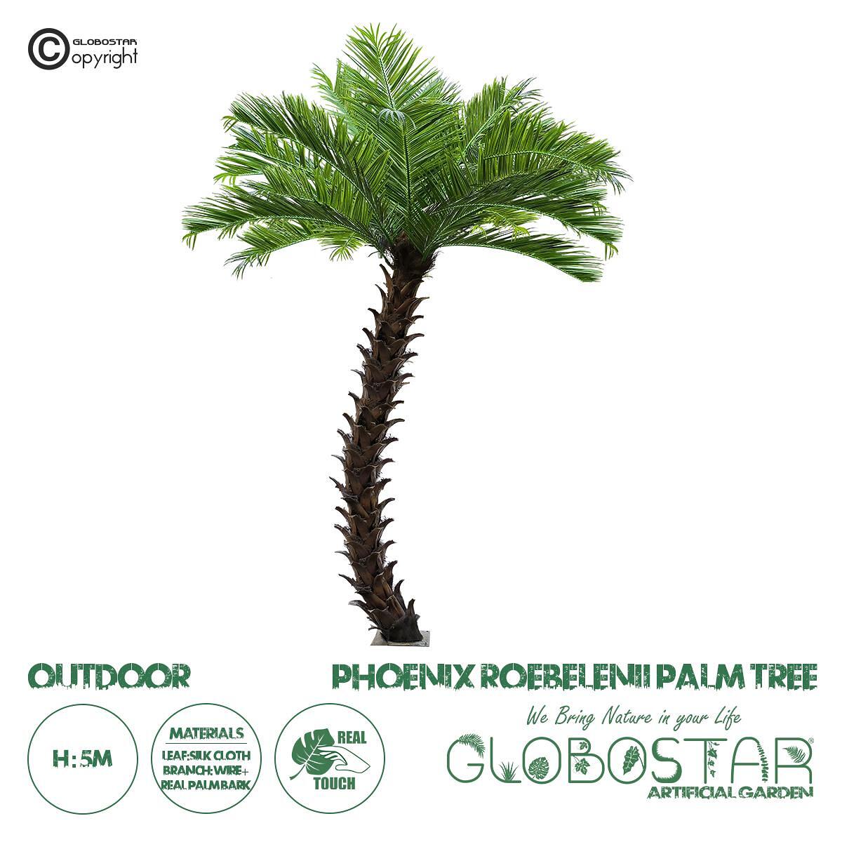 GloboStar® Изкуствена Градина PHOENIX ROEBELENII PALM TREE 20596 Изкуствено Декоративно Растение Палма Робелини за Външна Употреба IP68 UV Сертифицир