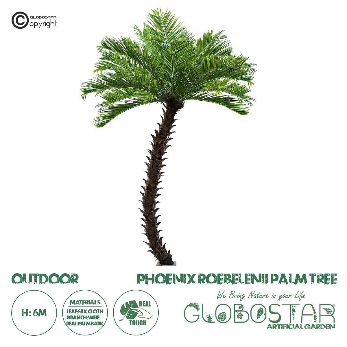GloboStar® Изкуствена Градинска Палма PHOENIX ROEBELENII 20597 Изкуствено Декоративно Растение Палма Робелини за Външна Употреба IP68 UV Сертифициран